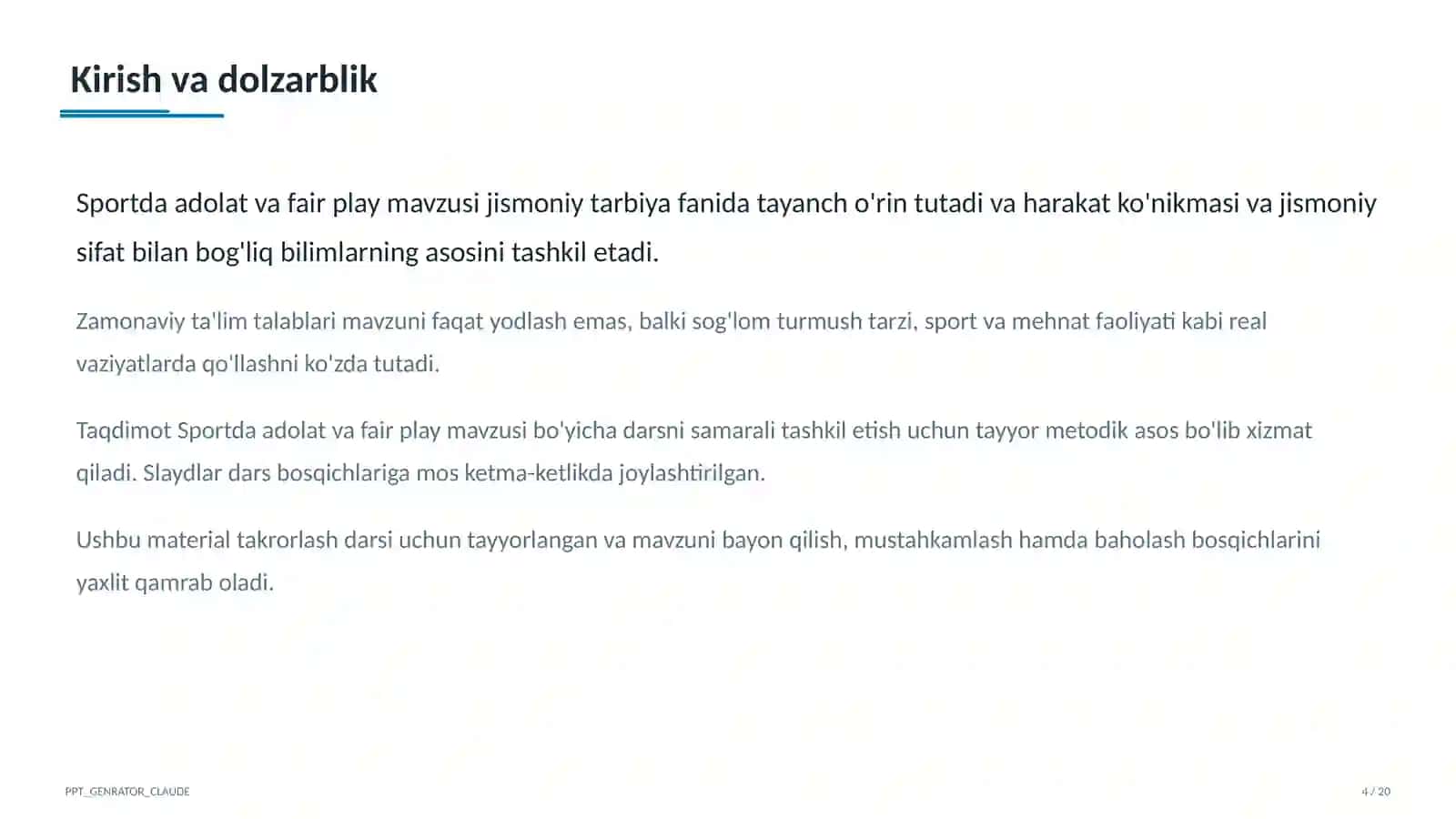 Sportda adolat va fair play (10-sinf) 4