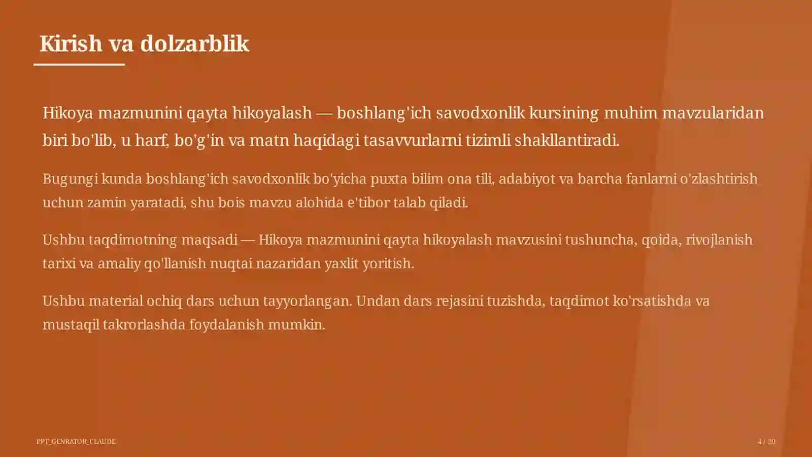 Hikoya mazmunini qayta hikoyalash (3-sinf) 4