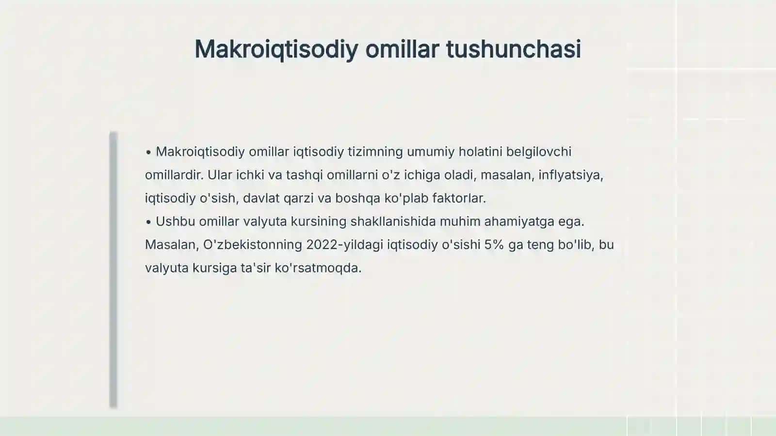 Valyuta kursiga ta’sir etuvchi makroiqtisodiy omillar 4