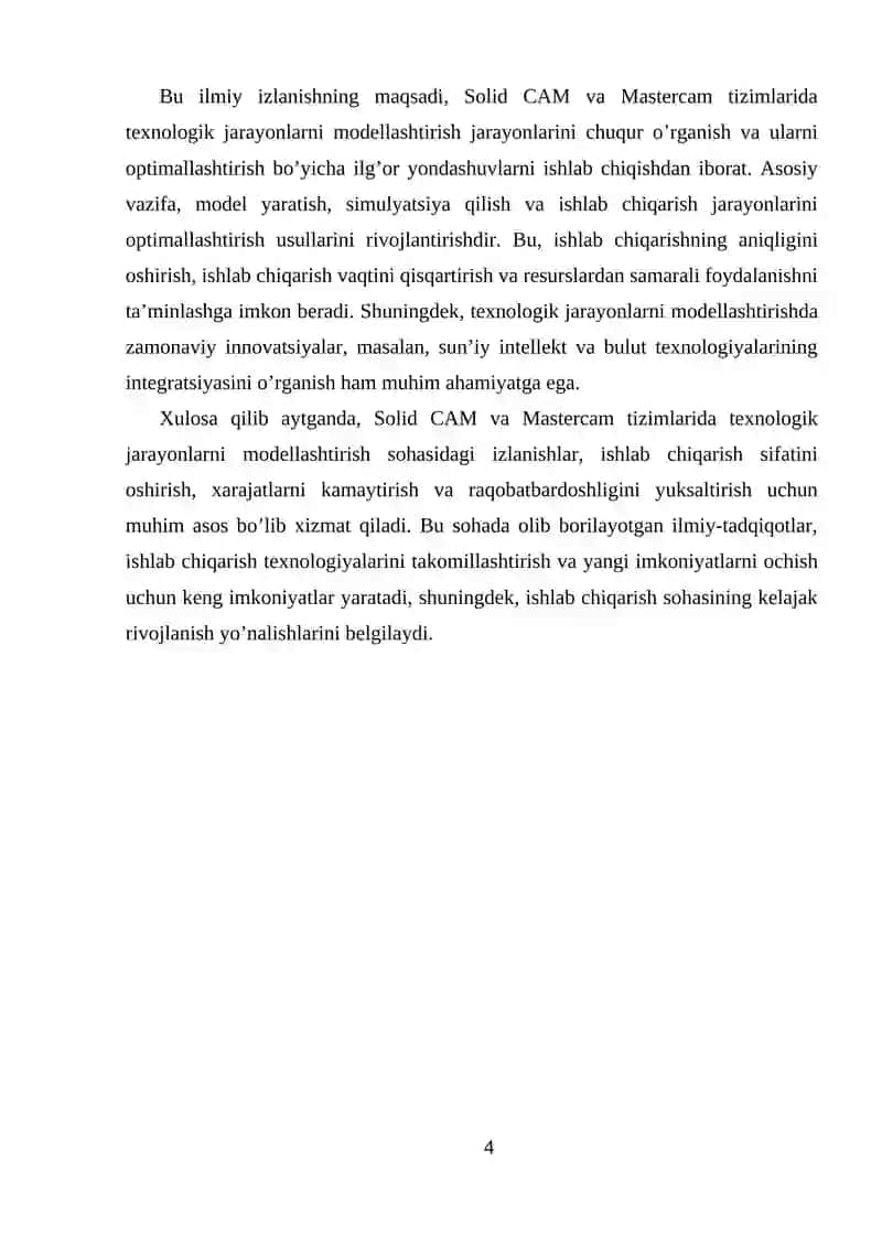 CAM TIZIMLARIDA TEXNOLOGIK JARAYONLARNI MODELLASHTIRISH (SOLID CAM, MASTERCAM) 4