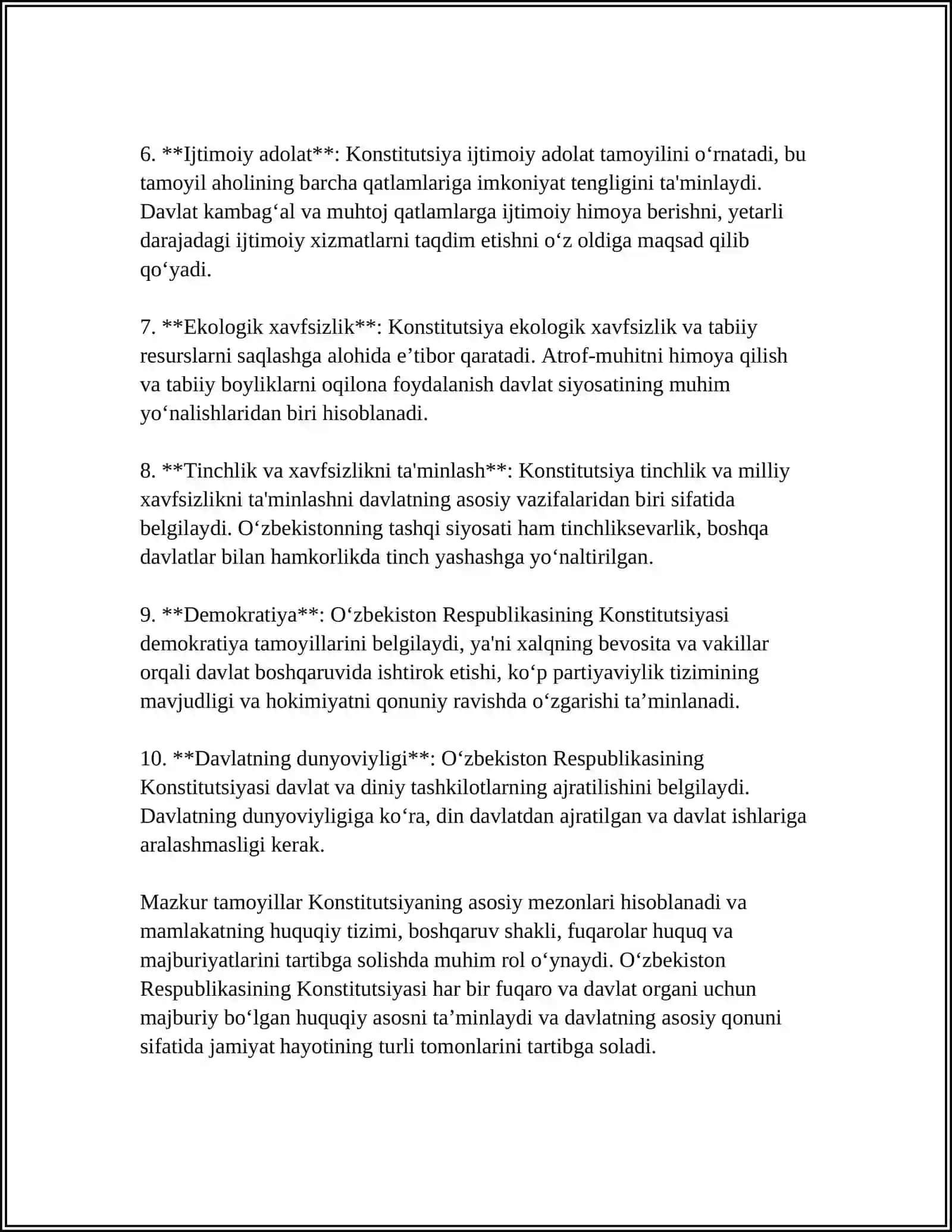 KONSTITUTSIYA NORMALARINING RESPUBLIKA MANFAATLARIGA ZID TARZDA TALQIN QILINISHIGA YOʼL QOʼYMASLIGI 4