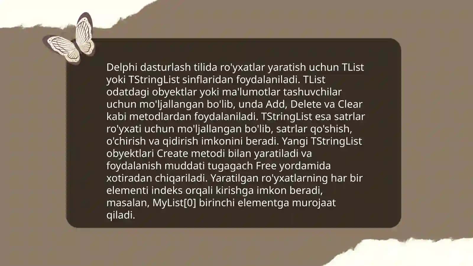 Roʻyxatlar bilan ishlash 4