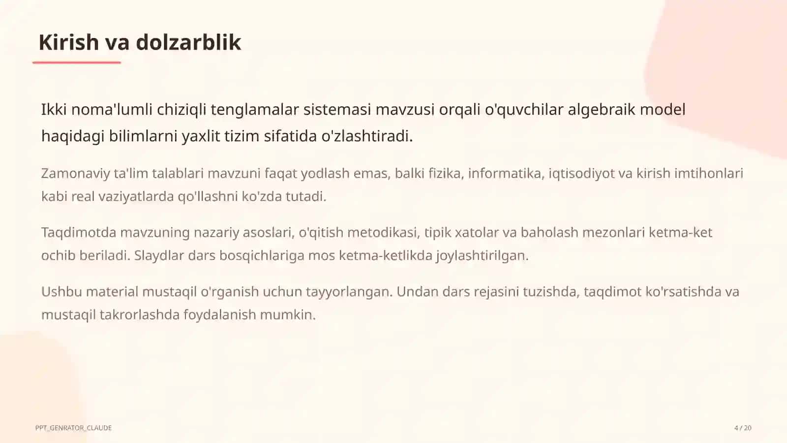 Ikki noma'lumli chiziqli tenglamalar sistemasi (7-sinf) 4