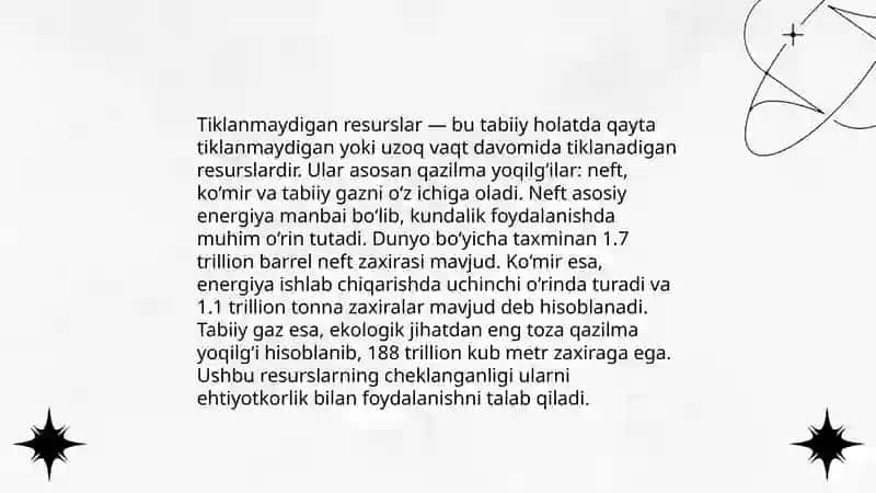 Tiklanadigan va tiklanmaydigan resurslar tahlili 4