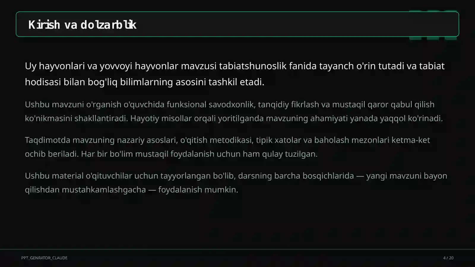 Uy hayvonlari va yovvoyi hayvonlar (1-sinf) 4