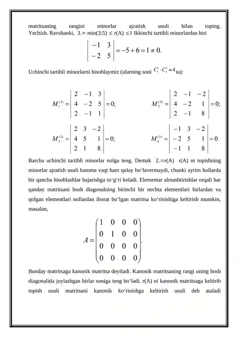 Matritsaning rangi 4
