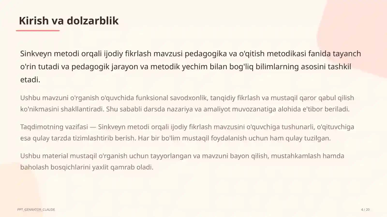Sinkveyn metodi orqali ijodiy fikrlash 4