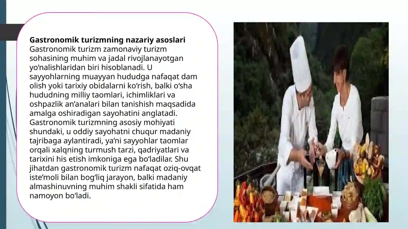 Gastronomik turizm sayyohlik yoʻnalishini targʻib qilish vositasi sifatida 4