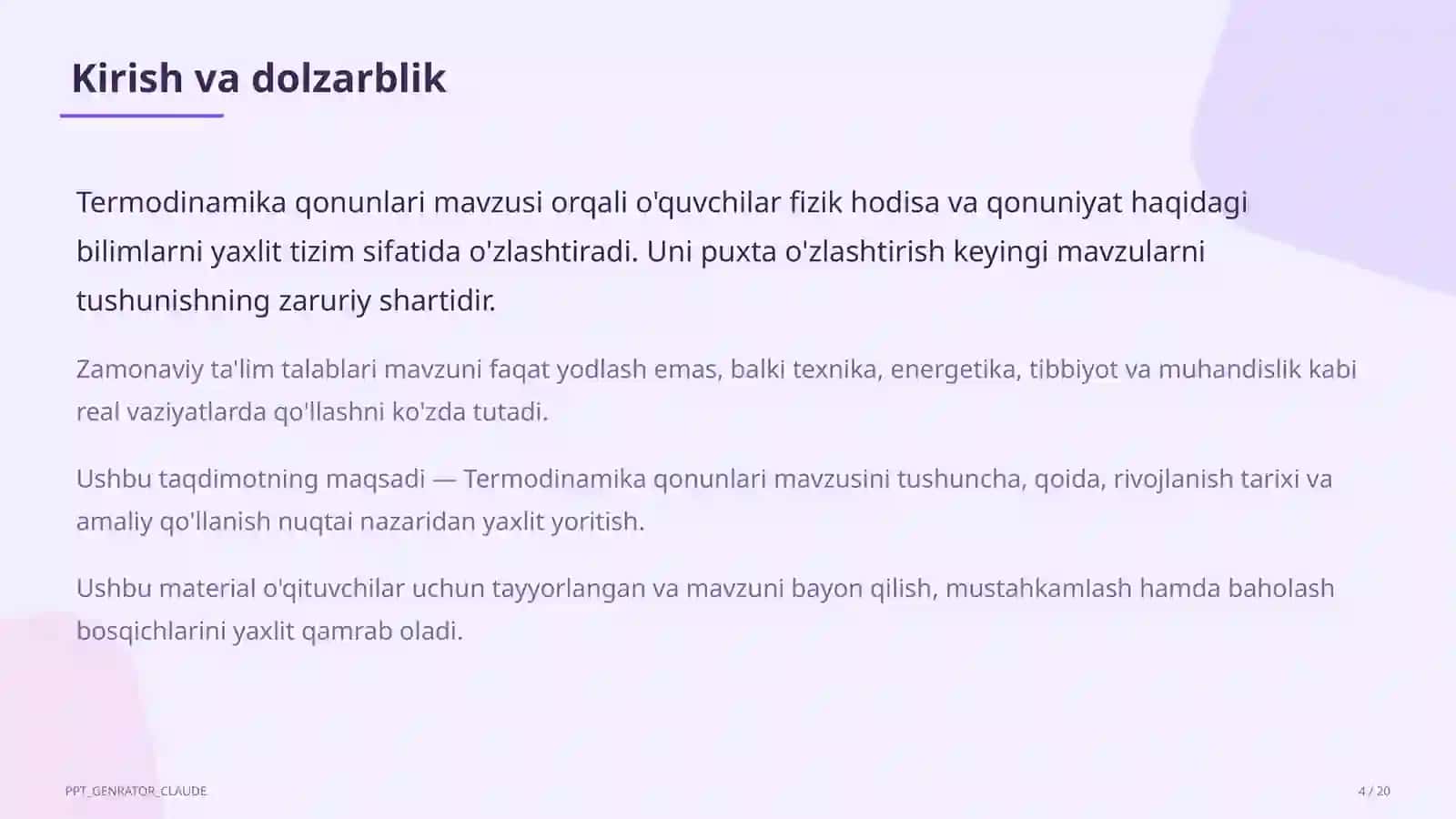 Termodinamika qonunlari (10-sinf) 4