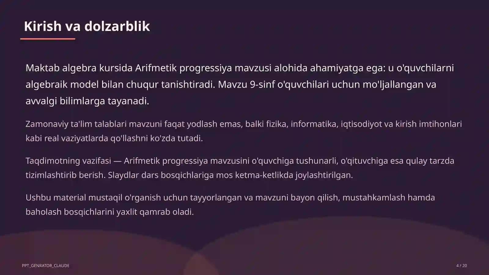 Arifmetik progressiya (9-sinf) 4
