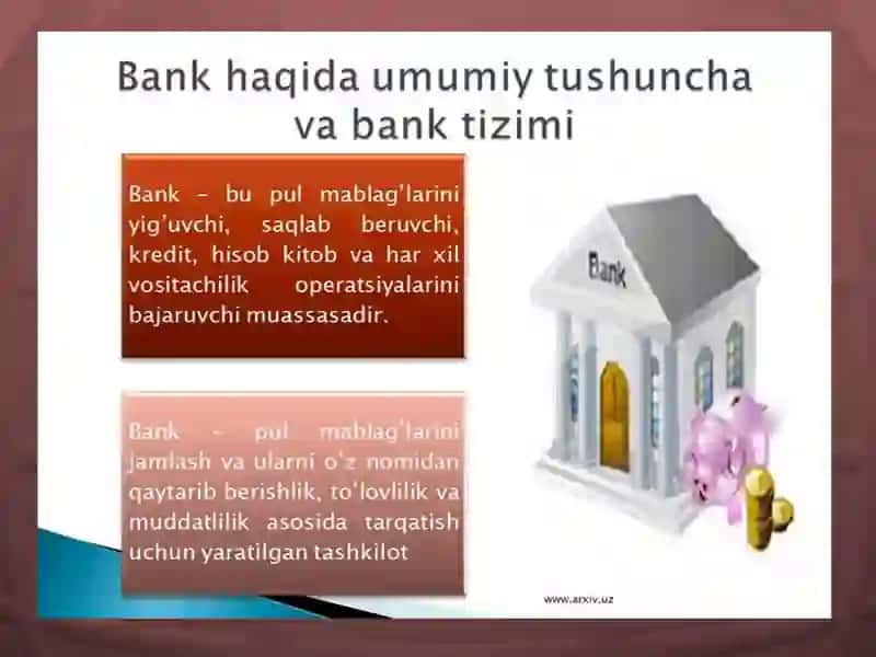 BANK VA BANK FAOLIYATI TUSHUNCHASI 4
