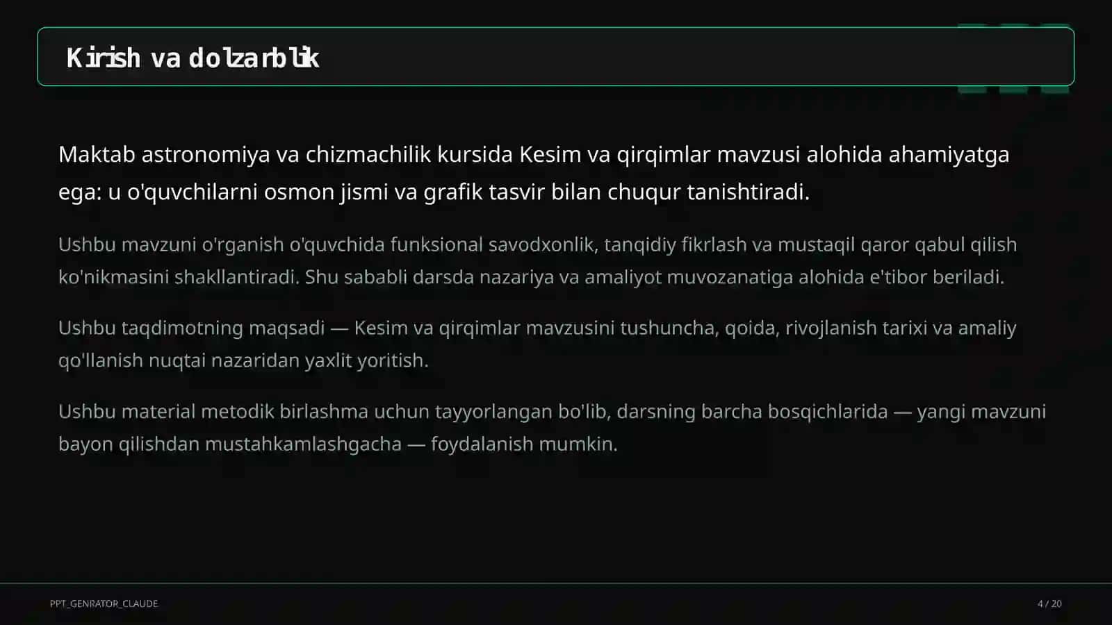 Kesim va qirqimlar (9-sinf) 4