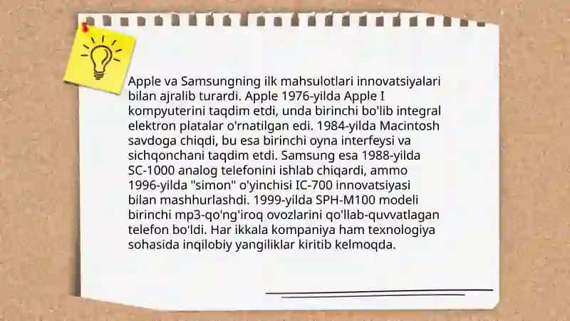 Apple va Samsung kompaniyalarini rivojlanish evolyutsiyasi va faoliyatinging o‘zaro solishtirma tahlili 4