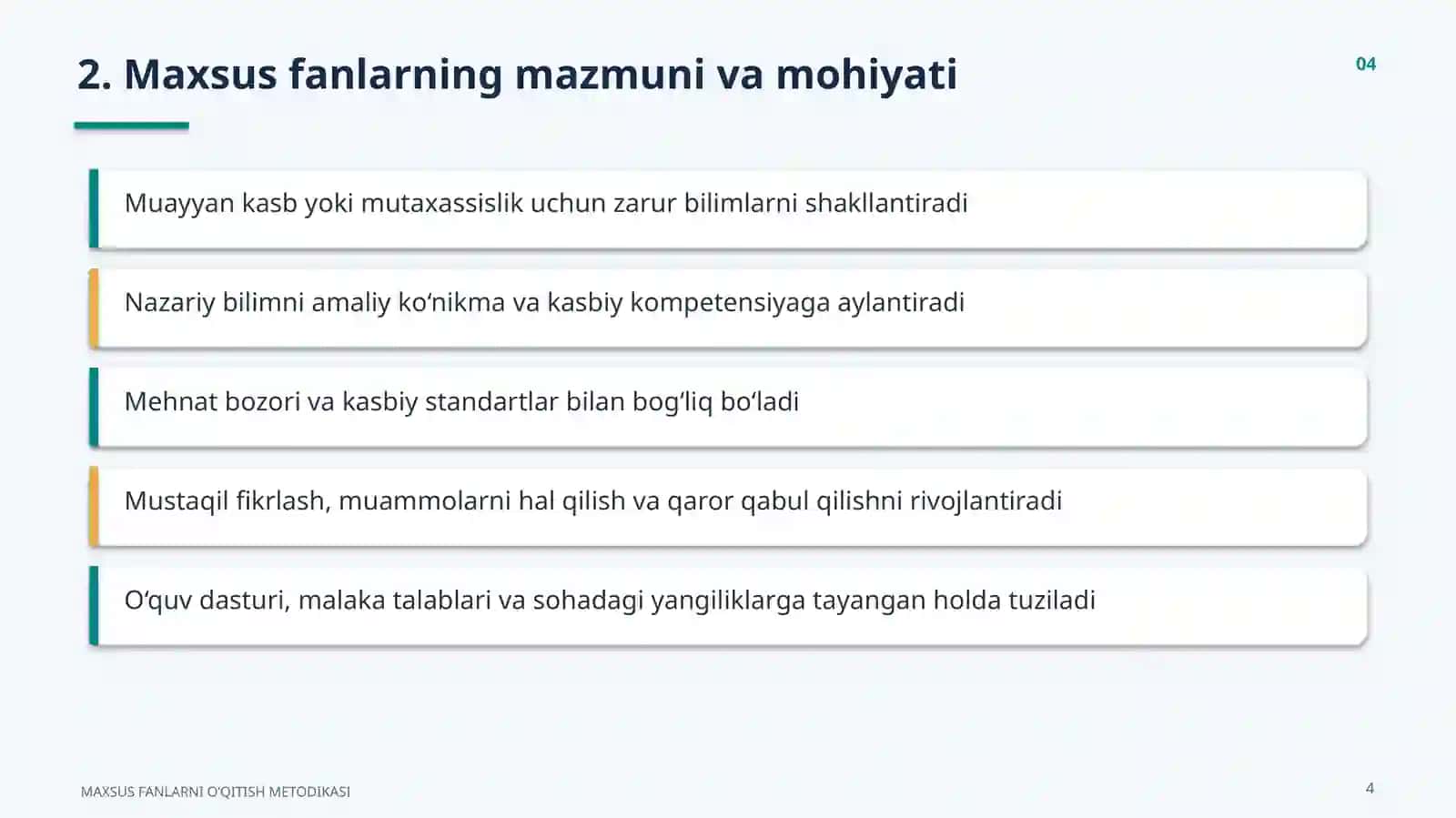 Ilmiy-nazariy asoslar va oliy ta’limda pedagogik faoliyatni tashkil etish 4