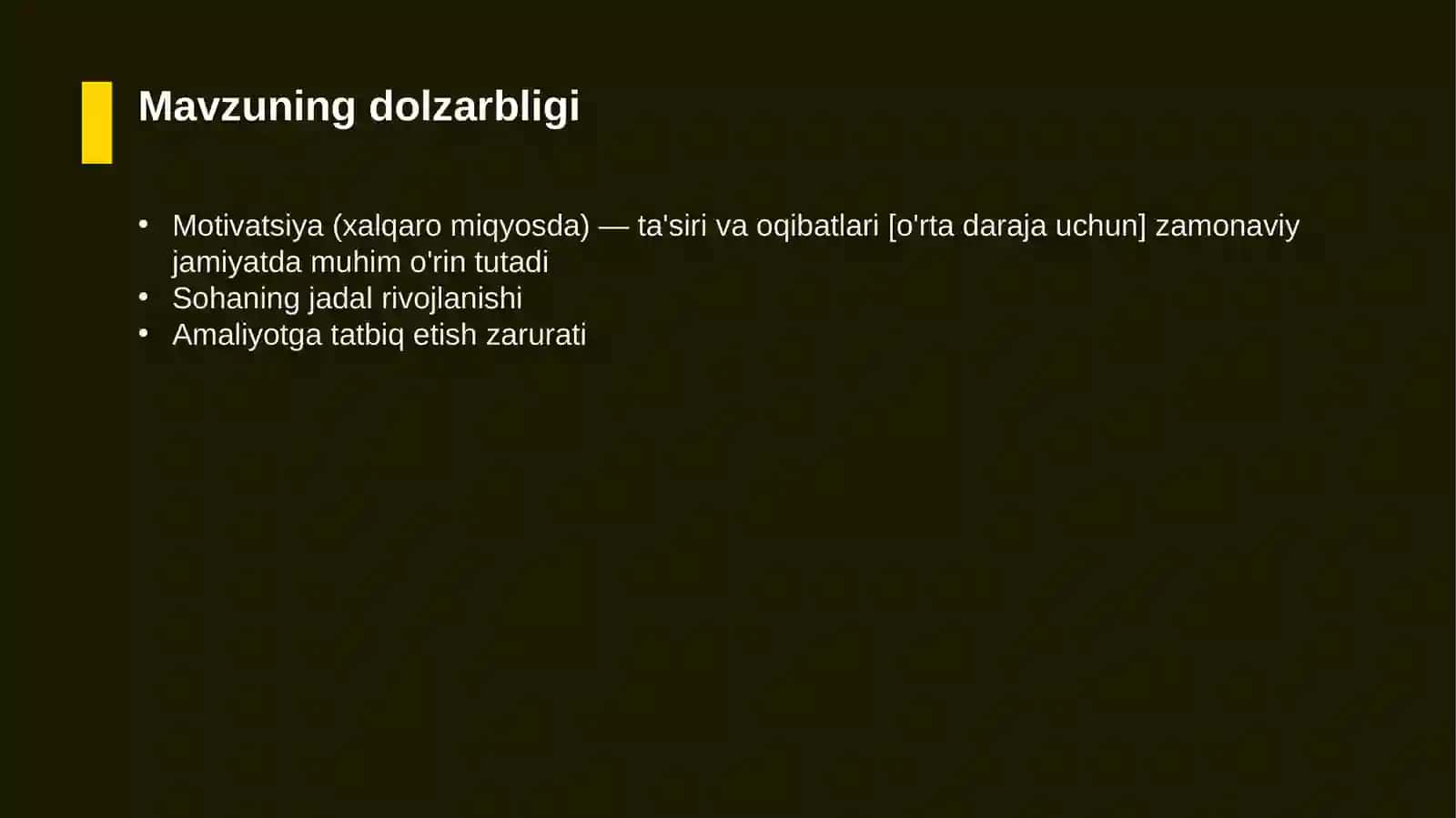 Motivatsiya (xalqaro miqyosda) — ta'siri va oqibatlari [o'rta daraja uchun] 4