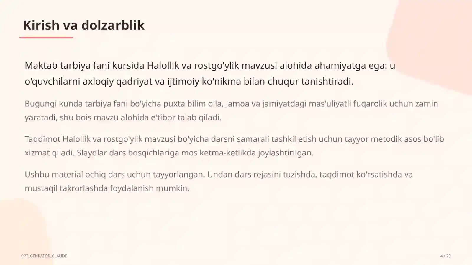 Halollik va rostgo'ylik (2-sinf) 4