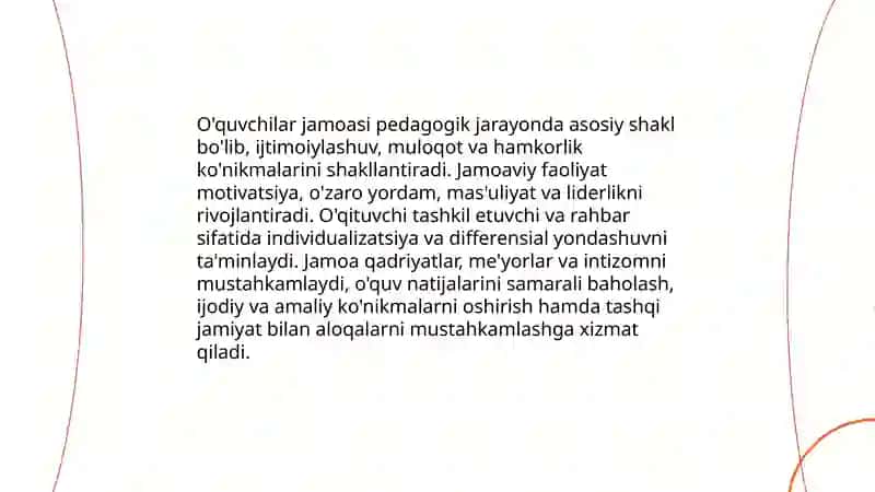 O'quvchilar jamoasi-pedagogik jarayonning asosiy shakli 4