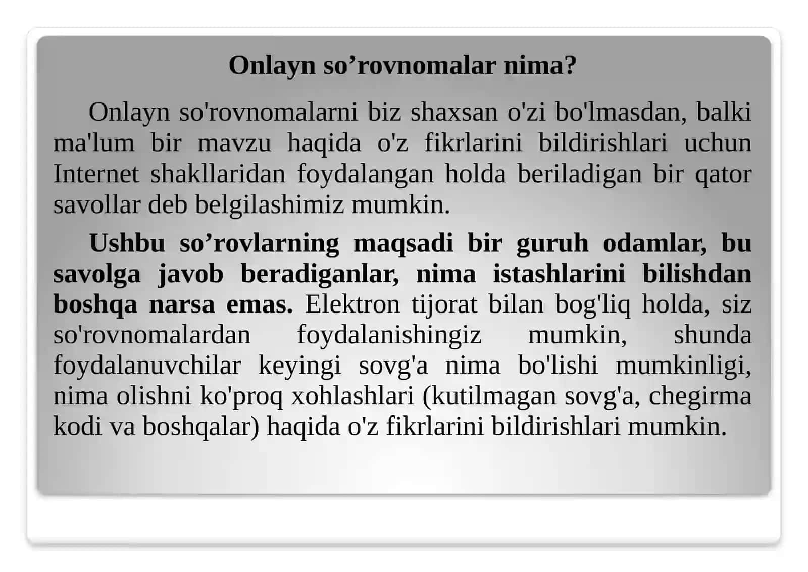 Googlexizmatlari: on-line-so’rov 4