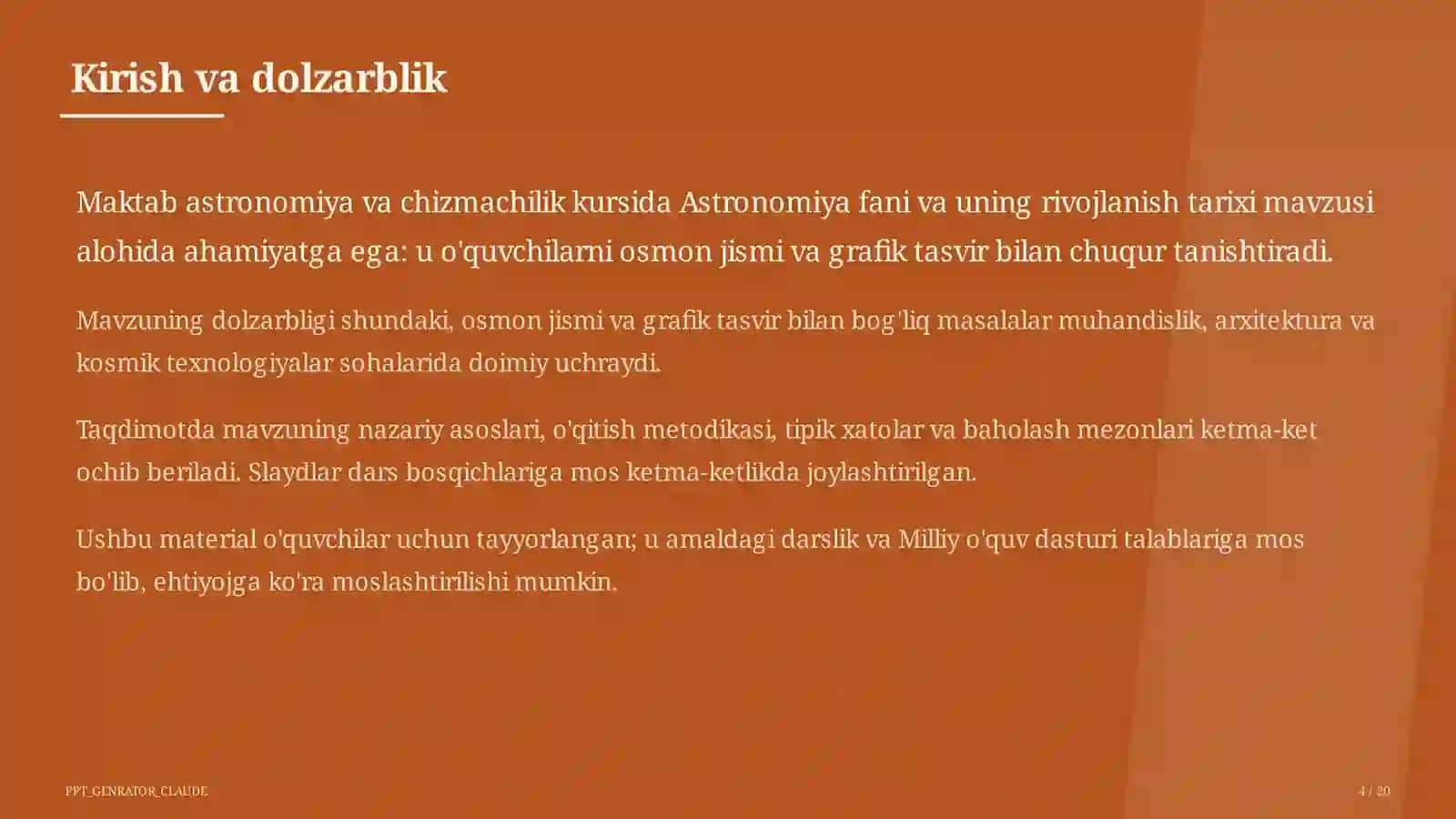 Astronomiya fani va uning rivojlanish tarixi (10-sinf) 4