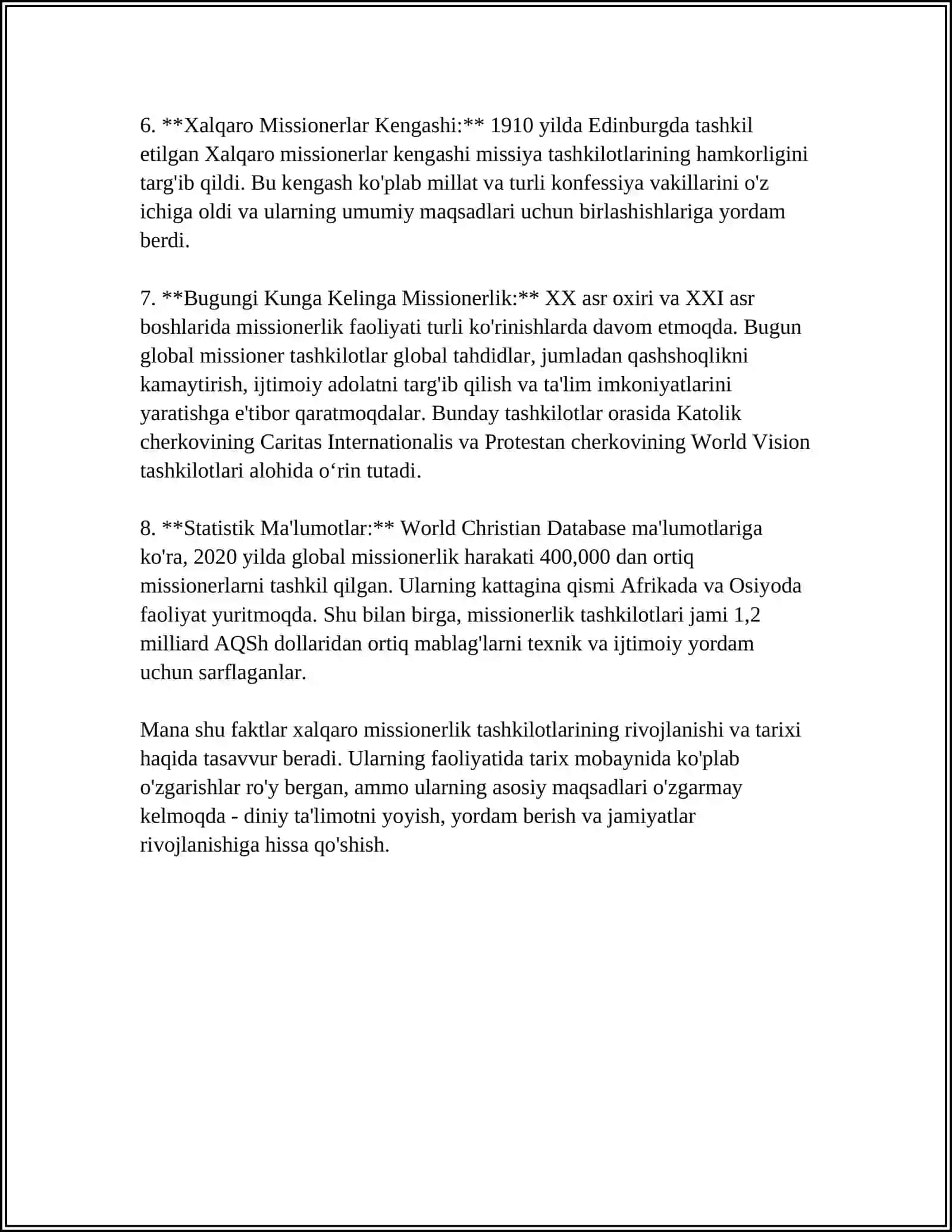 XALQARO MISSIONERLIK TASHKILOTLARI VA ULARNING TARĜIBOT USULLARI 4