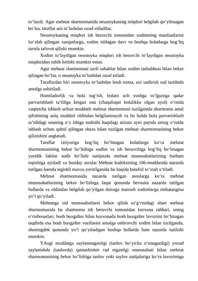 Mehnat shartnomasini bekor qilish tushunchasi va umumiy asoslari 4