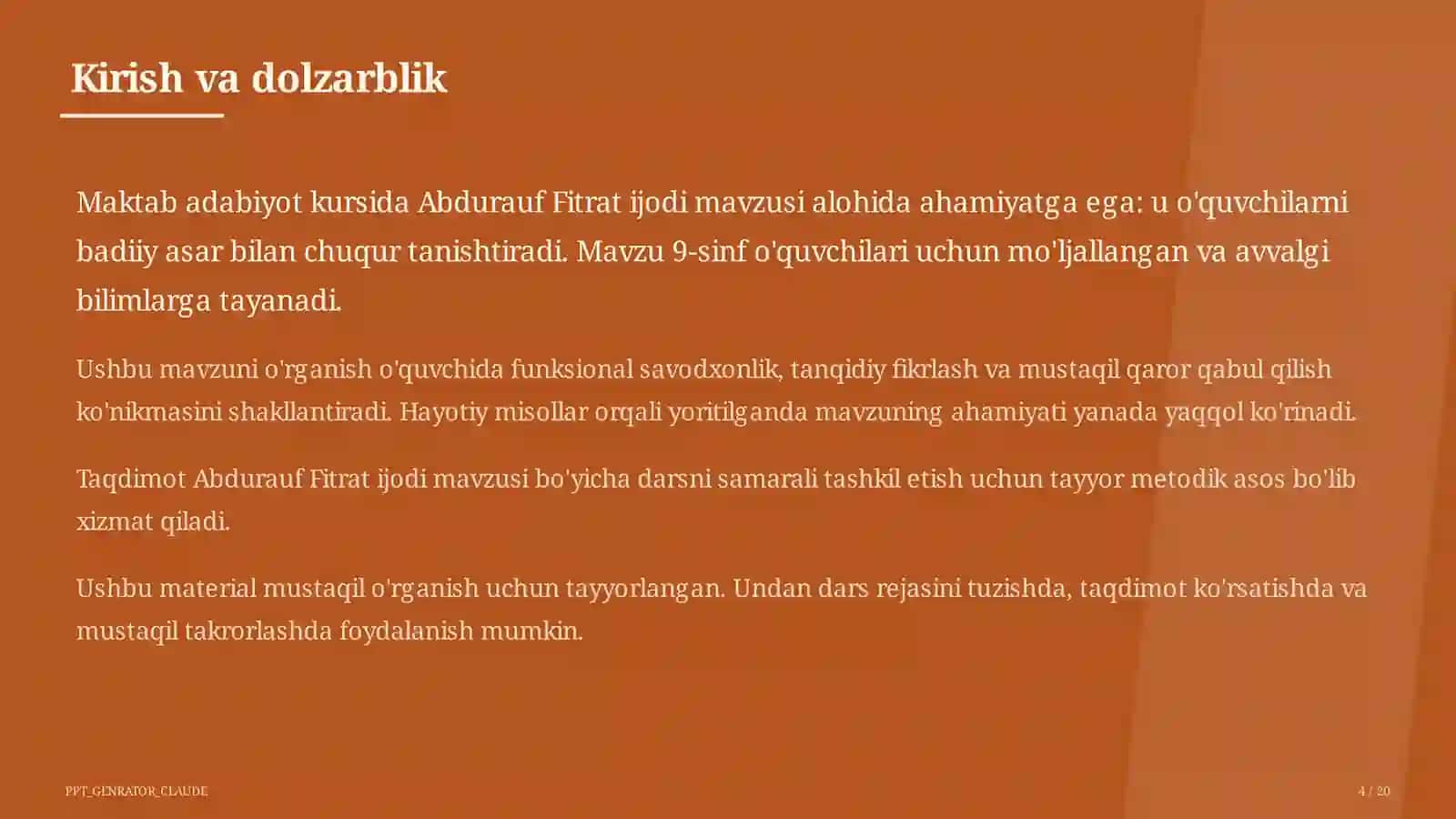 Abdurauf Fitrat ijodi (9-sinf) 4
