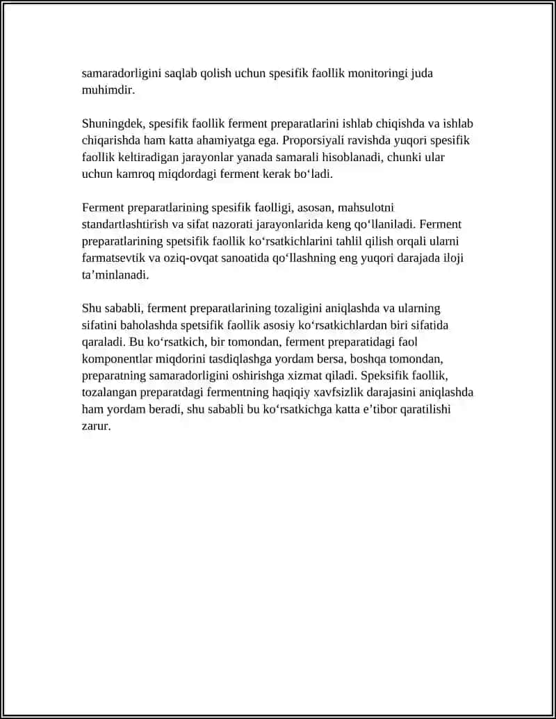 FERMENTLI PREPARATLARNING TOZALIGINI ANIQLAYDIGAN KOʻRSATKICHLAR 4