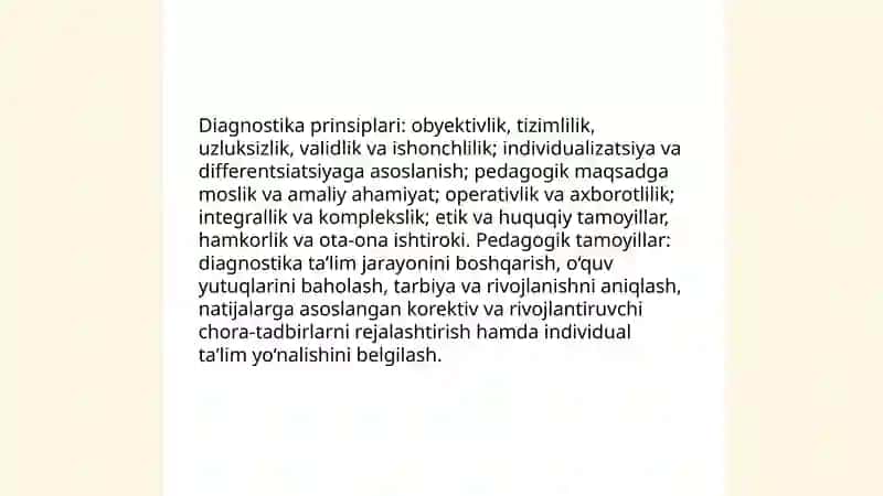 Maktab oʻquvchilarini pedagogik diagnostika metodlari mazmun mohiyati va qoʻllash tartibi 4