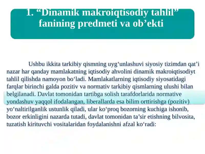 Dinamik Makroiqtisodiyot Fanining Maqsadi va Vazifalari 4