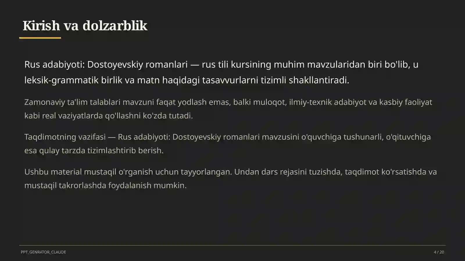 Rus adabiyoti: Dostoyevskiy romanlari (11-sinf) 4
