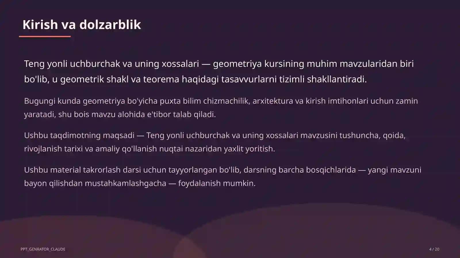 Teng yonli uchburchak va uning xossalari (7-sinf) 4