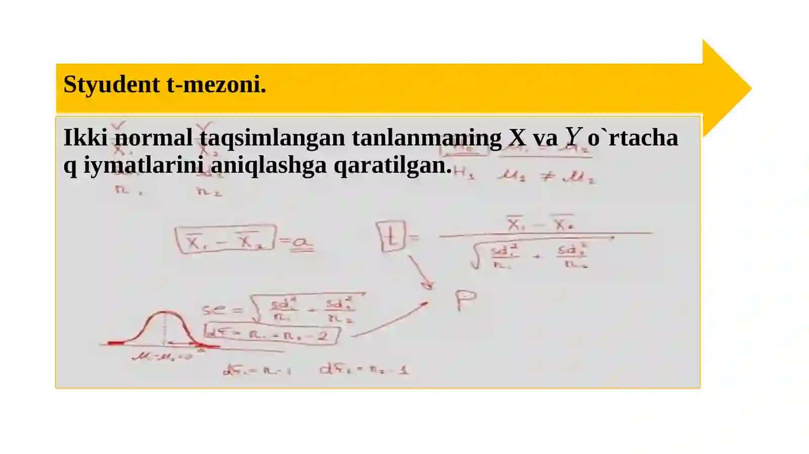Ikki ko’plikni taqqoslash. Styudent va Fisher mezonlari. Noparametrik metodlar 4