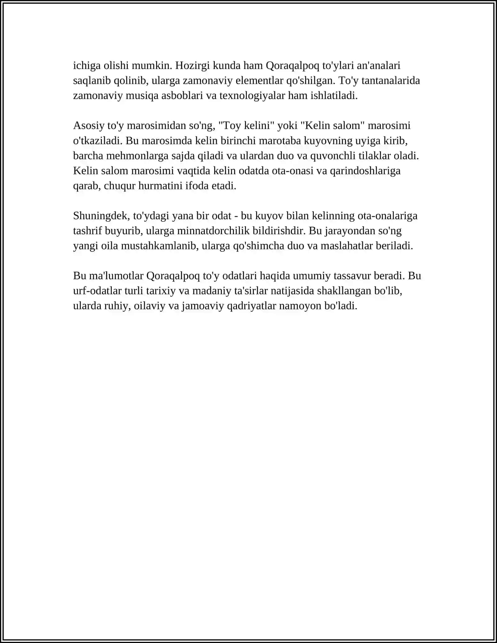 QORAQALPOQ XALQINING URF ODATLARIGA BOG'LIQ FOLKLORLIK VA ETNOGRAFIK MEROSLARI 4