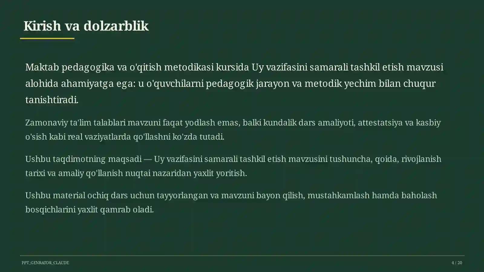 Uy vazifasini samarali tashkil etish 4