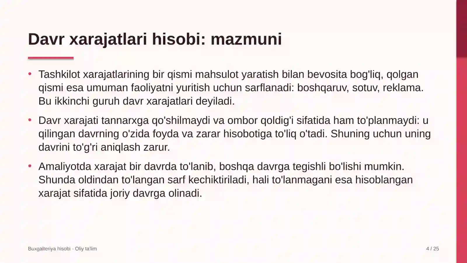 Ekologik nodavlat tashkilotlarda davr xarajatlari hisobi 4
