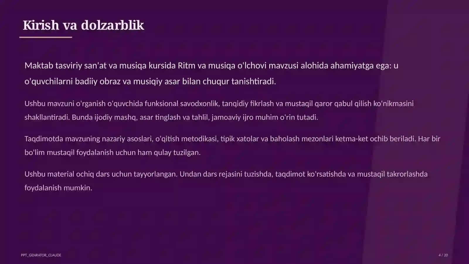 Ritm va musiqa o'lchovi (3-sinf) 4
