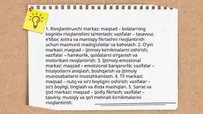 Maktabgacha ta'limda 5 ta markaz bilan ishlash 4