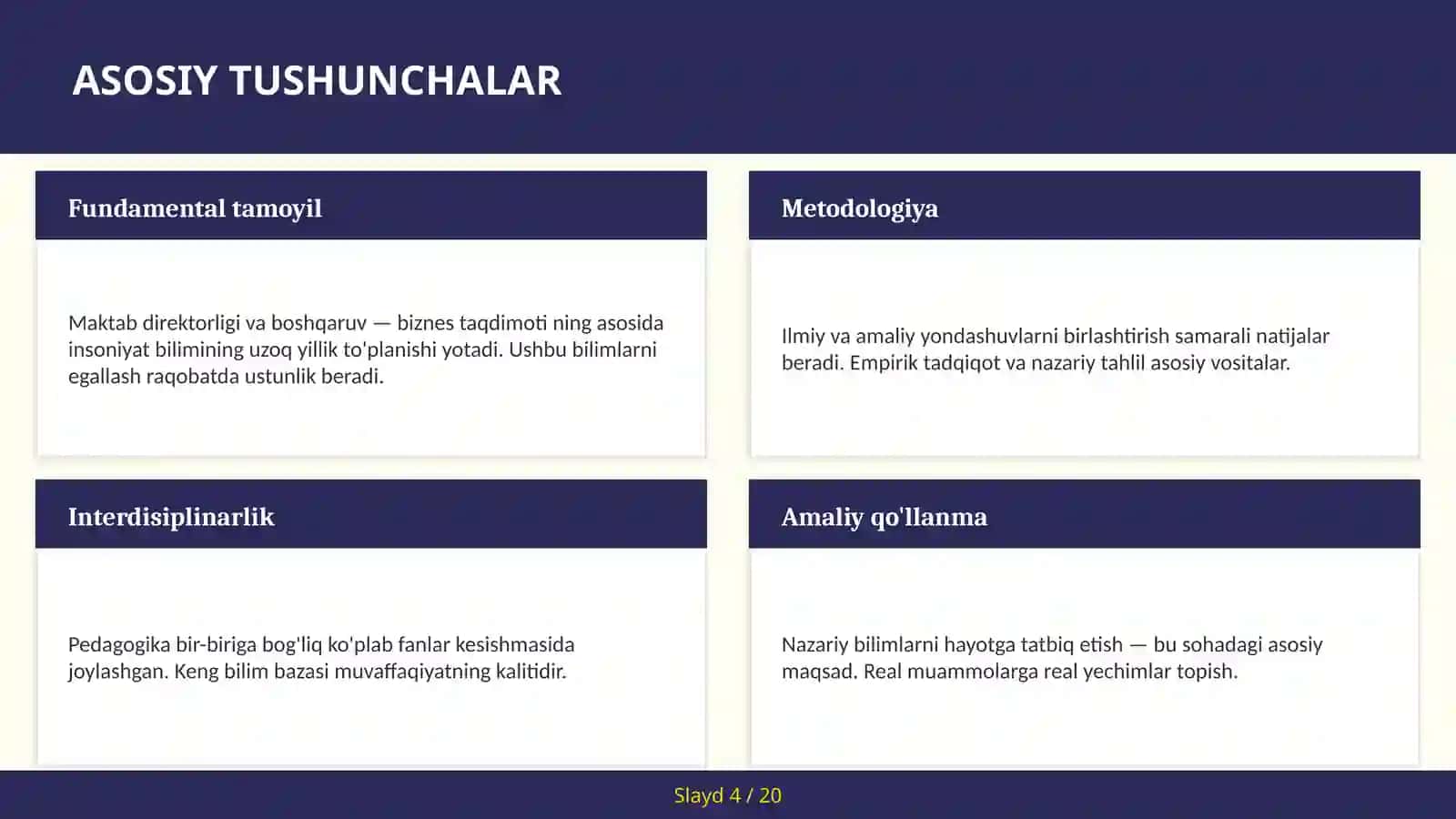Maktab direktorligi va boshqaruv — biznes taqdimoti 4