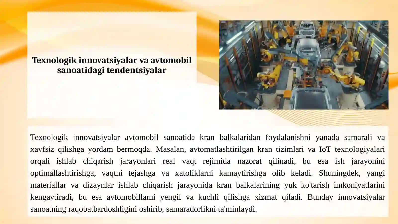 Avtomobillarni ishlab chiqarishda kran balkalaridan foydalanish 4