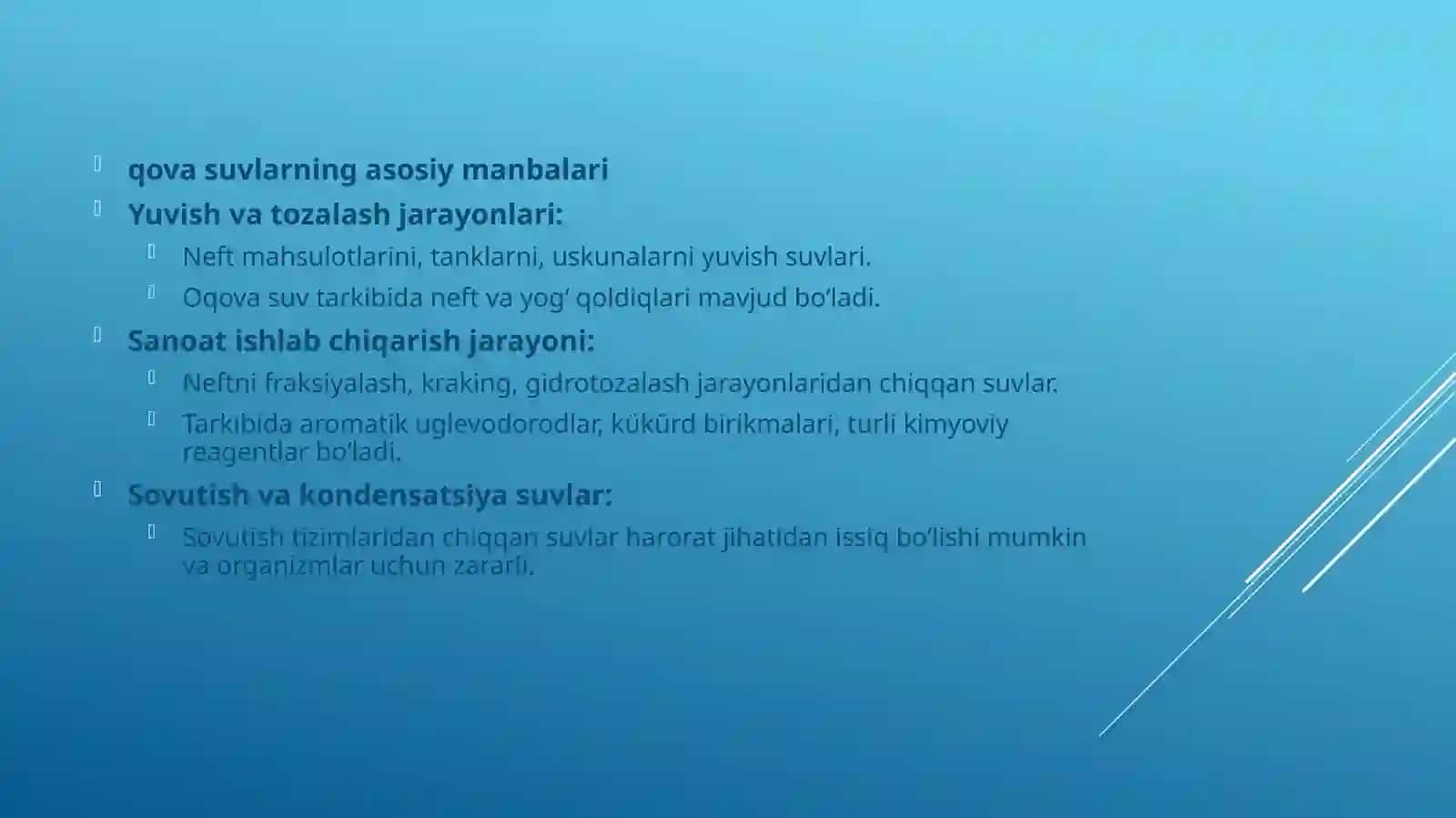 NEFTVAGAZKIMYOSITA’LIMYO’NALISHI3-BOSQICHTALABASIHASANOVSAMARIDDINNINGNEFT-GAZSANOATIDAEKOLOGIKXAVFSIZLIKFANIDANTAYYORLAGANTAQDIMOTI2025-YIL 4