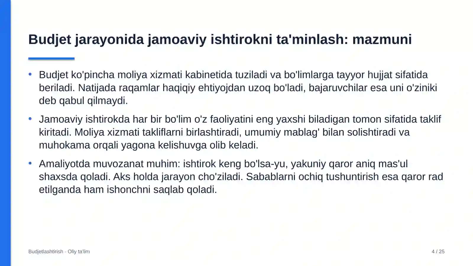 dukkakli ekinlar yetishtirishda budjet jarayonida jamoaviy ishtirokni ta'minlash 4927 4