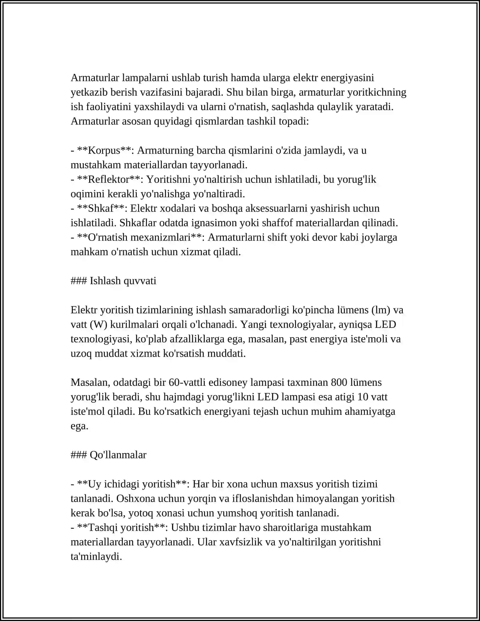 ELEKTR YORITISH USKUNALARINING NOSOZLIKLARINI ANIQLASH 4
