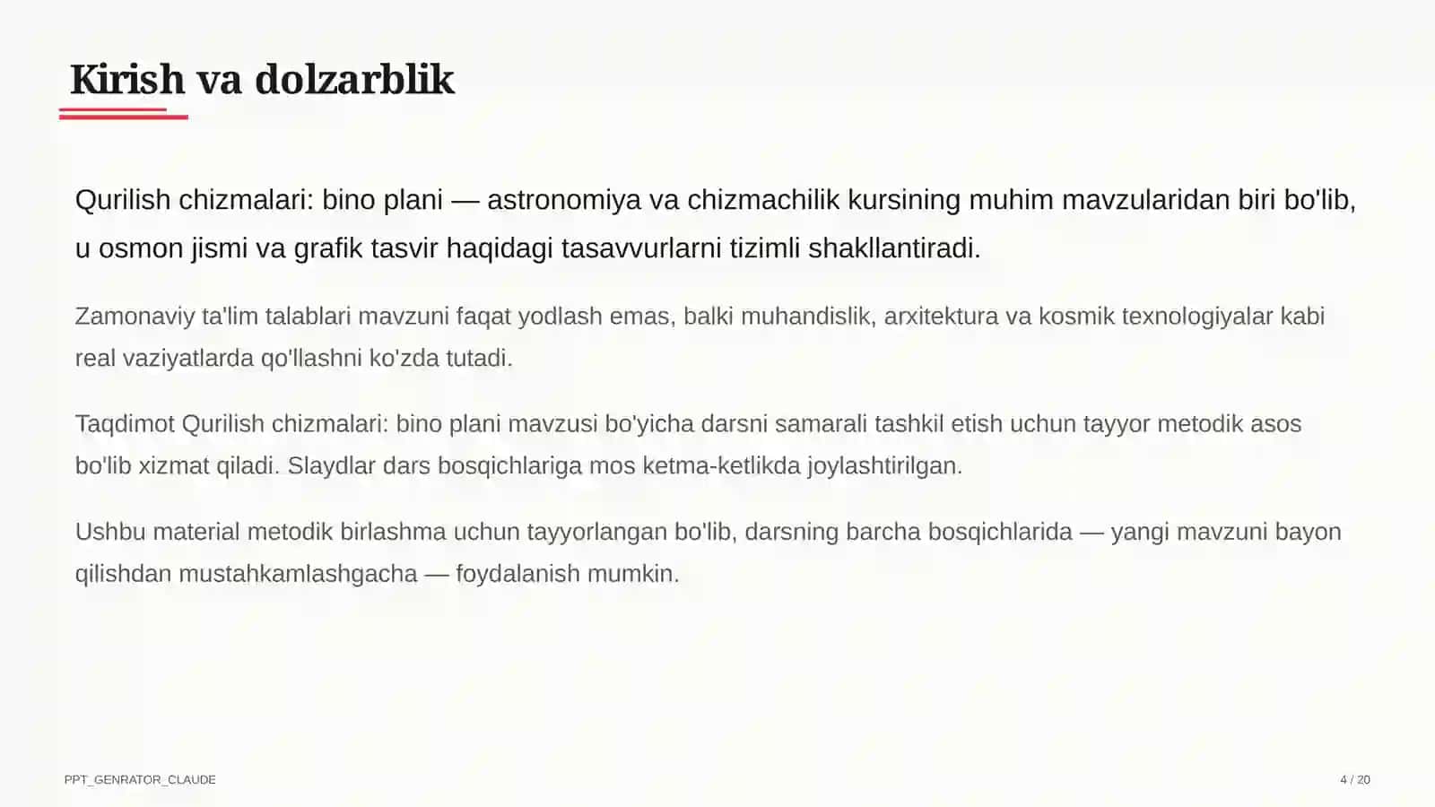 Qurilish chizmalari: bino plani (9-sinf) 4