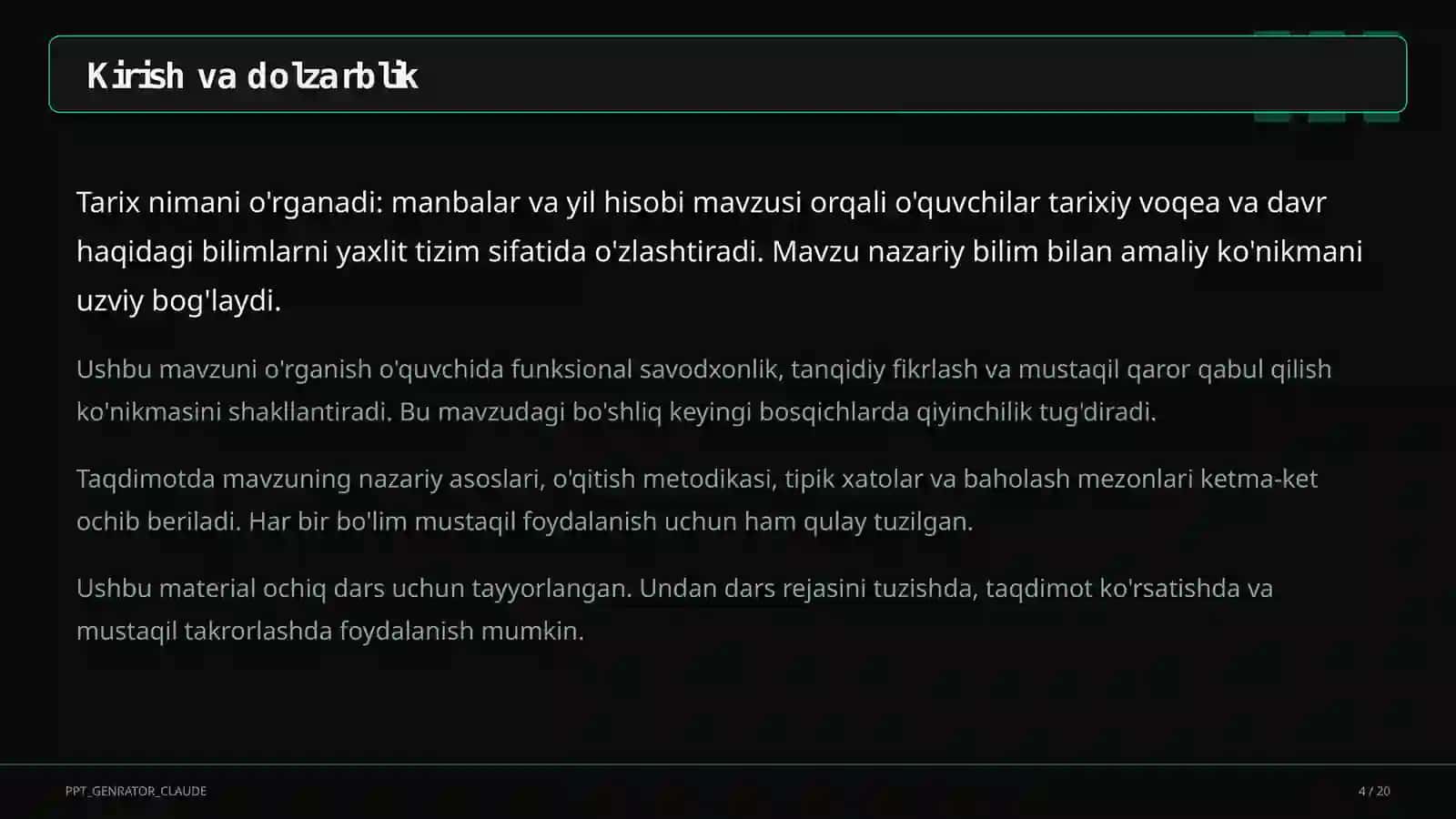 Tarix nimani o'rganadi: manbalar va yil hisobi (5-sinf) 4
