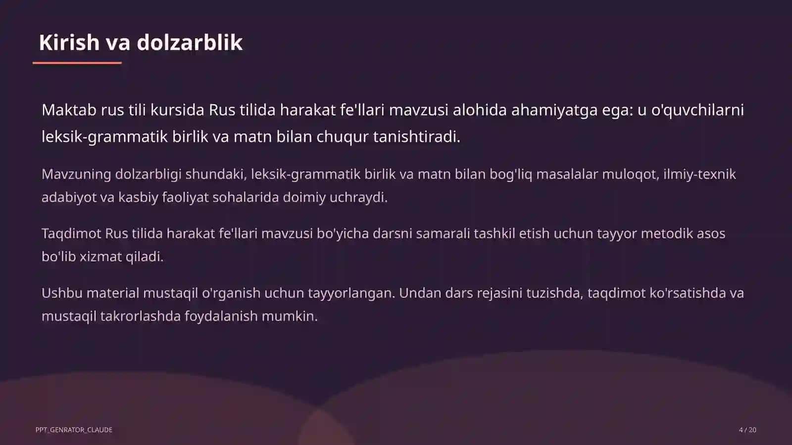 Rus tilida harakat fe'llari (6-sinf) 4