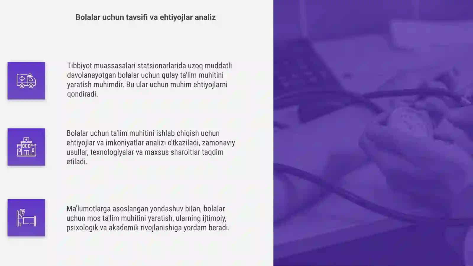 Tibbiyot muassasalari uzoq muddatli davolanish uchun ta'lim 4