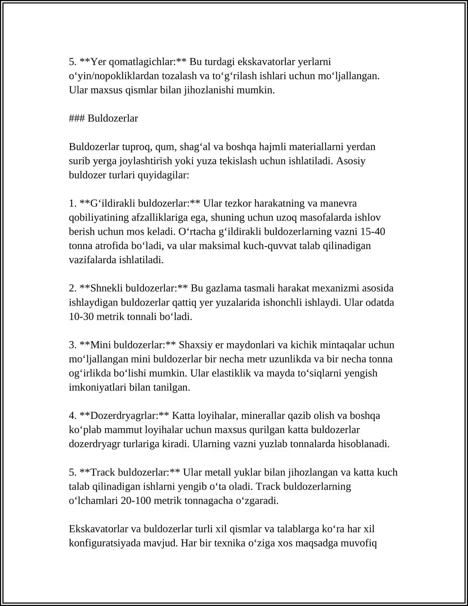 YER OSTI EKSKAVATORLARI VA BULDOZERLARI 4