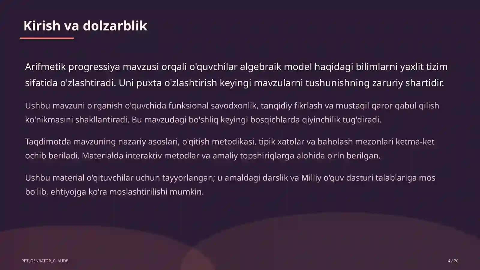 Arifmetik progressiya (9-sinf) 4