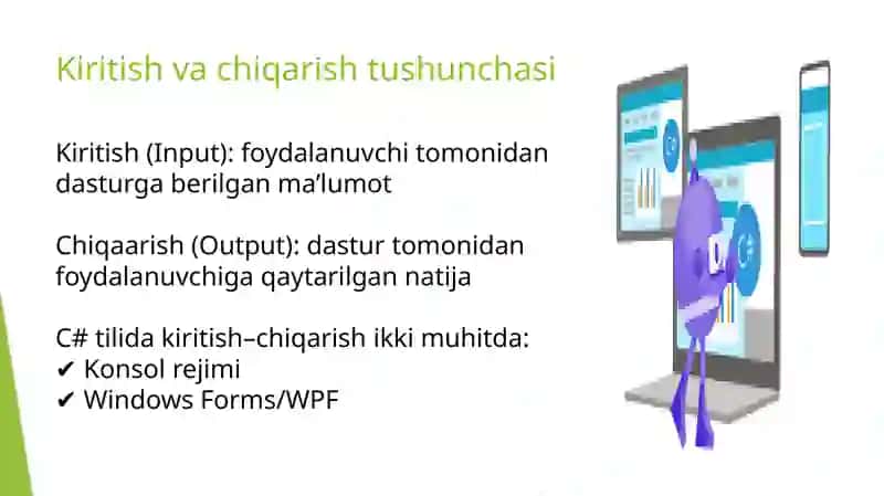 C# dasturlash tilida kiritish va chiqarish 4