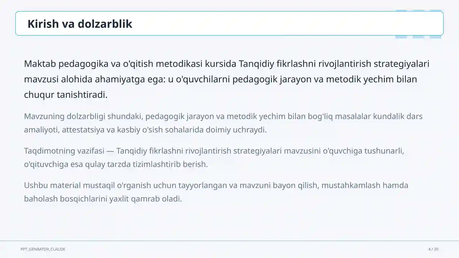 Tanqidiy fikrlashni rivojlantirish strategiyalari 4